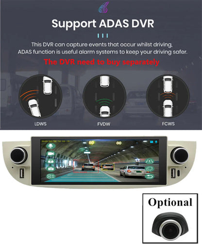 6.86'' Carplay Android Stereo GPS Navigation for Fiat 500 (2007-2018)