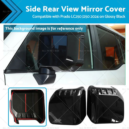 Glossy Black Side Rear View Mirror Cover for Prado LC250 J250 (2024)