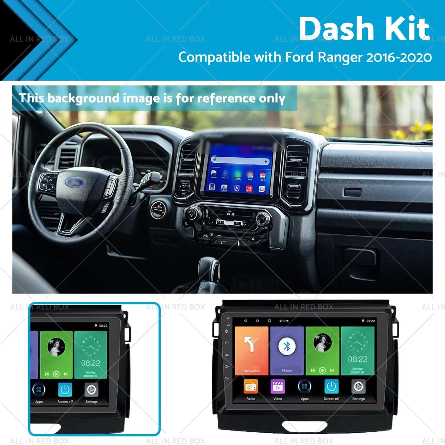 Dash Kit for Ford Ranger (2016-2020) Wireless CarPlay Android Auto GPS FM