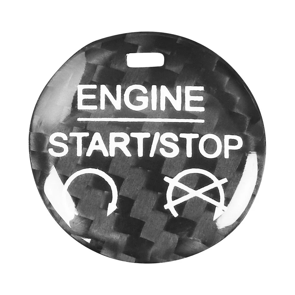 Carbon Fiber Black Engine Start Stop Button Cover Trim for Ford Mustang (2015-2022)