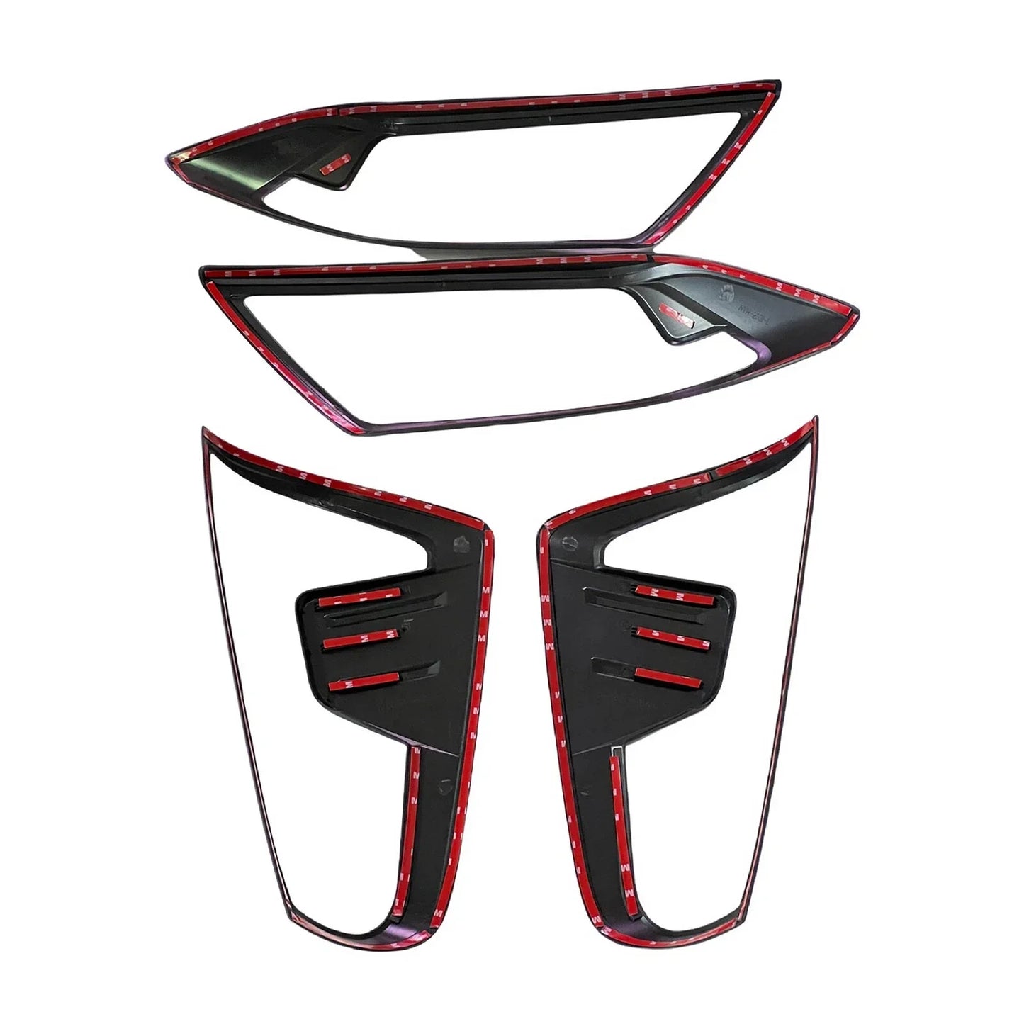 Matte Black Red Headlight Taillight Covers for Nissan Navara UTE (2021-2024)