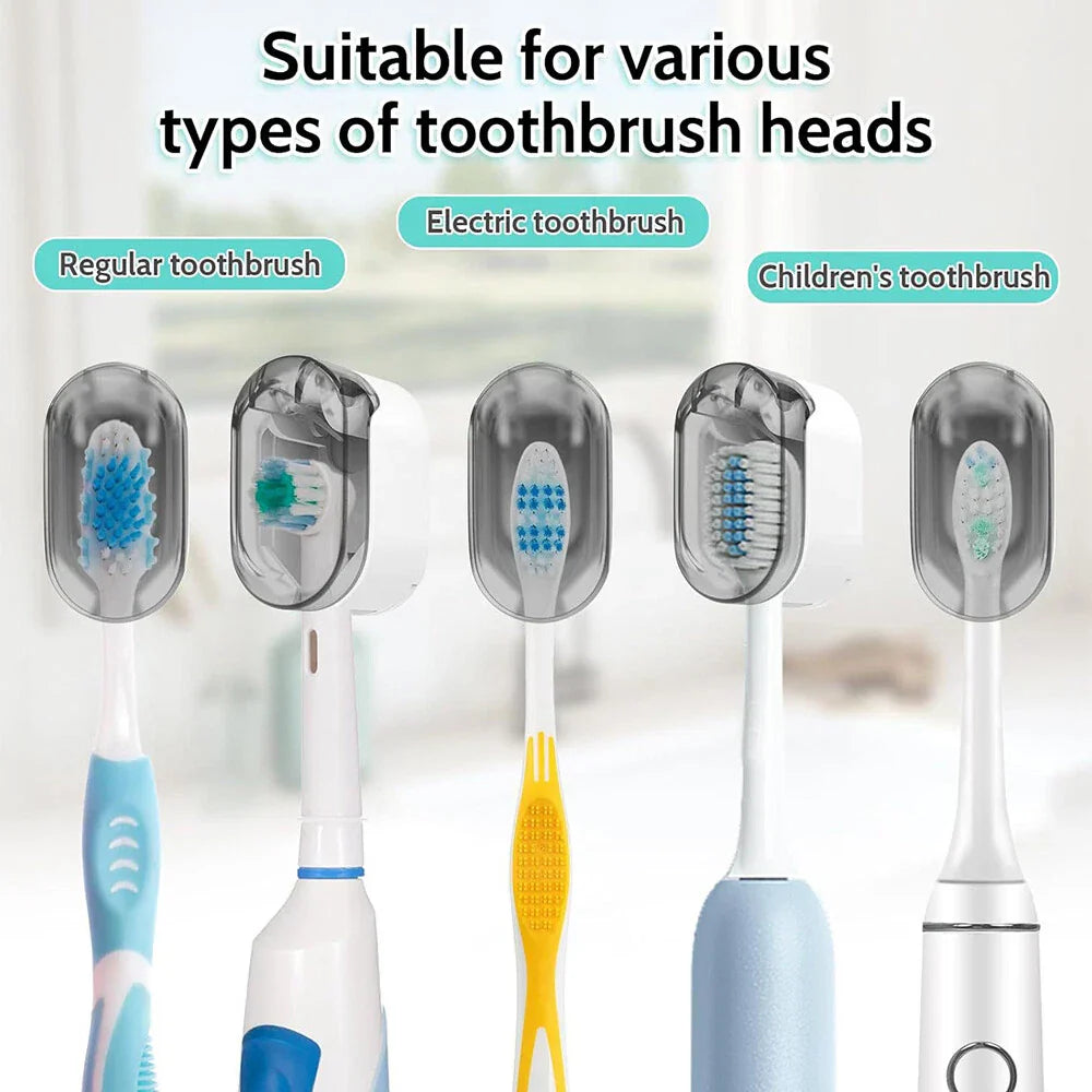 4 x Toothbrush Cap Covers Grey for Manual & Electric Toothbrushes