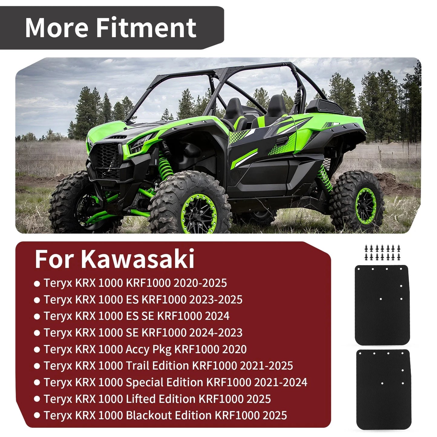 Mud Flap Front Set for Kawasaki Teryx KRX 1000 (2020–2024)