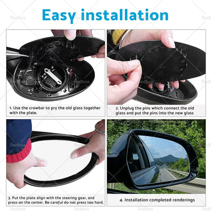 Right Side Mirror Glass with Back Plate for Toyota Yaris (2012-2019)