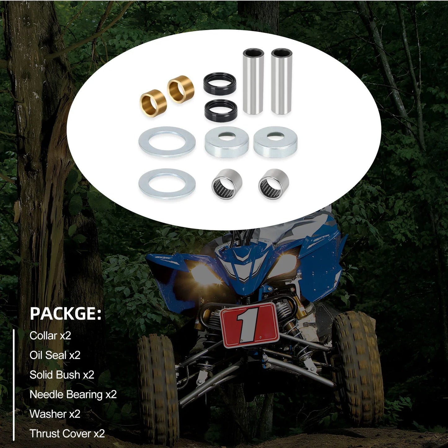 Swing Arm Needle Bearing Collar Seal Kit for Yamaha YFZ 450 (2004–2013)