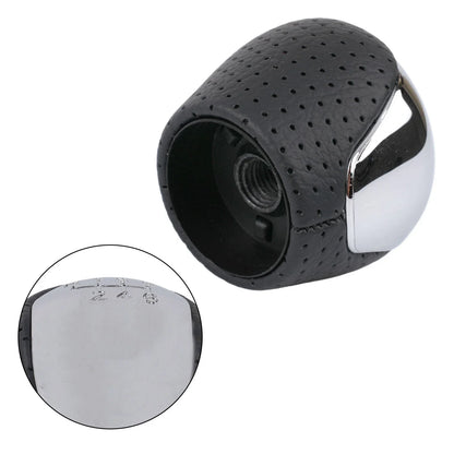 1x Perforated PU Leather Gear Knob Chrome 6-Speed for Hyundai I30 IX35 Black