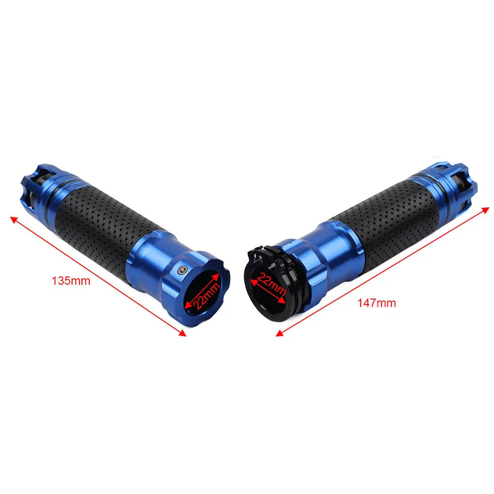 22MM BLK+RED Handle Bar Hand Grips for Honda, Suzuki, Yamaha, Kawasaki