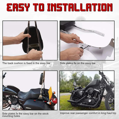 Sissy Bar Pad Passenger Backrest for Harley Sportster XL 883 1200 48 72 (2004-2023)