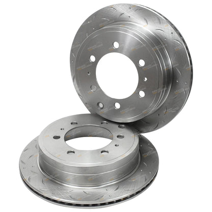 2 Rear Drilled Slotted Brake Rotors for Toyota Prado (1996–02)