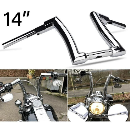 14" Chrome Rise 2" Ape Hanger Handlebar for Harley Sportster, Yamaha Vstar