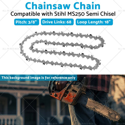 18" Tungsten Carbide Chainsaw Chain .325" 68 DL for Stihl MS250 (2002-2018)