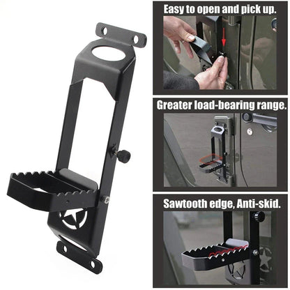 Black Door Hinged Step Pedals Foot Pegs for Jeep Wrangler (2007-2023)
