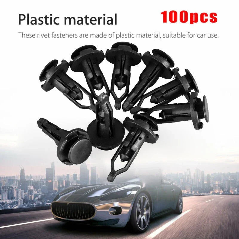 9mm Plastic Bumper Retainer Clips 100-pack for Car