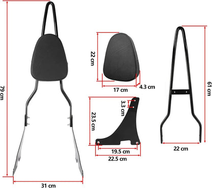 Passenger Backrest Sissy Bar for Harley Sportster XL883 1200 48 Iron (2004-2023)