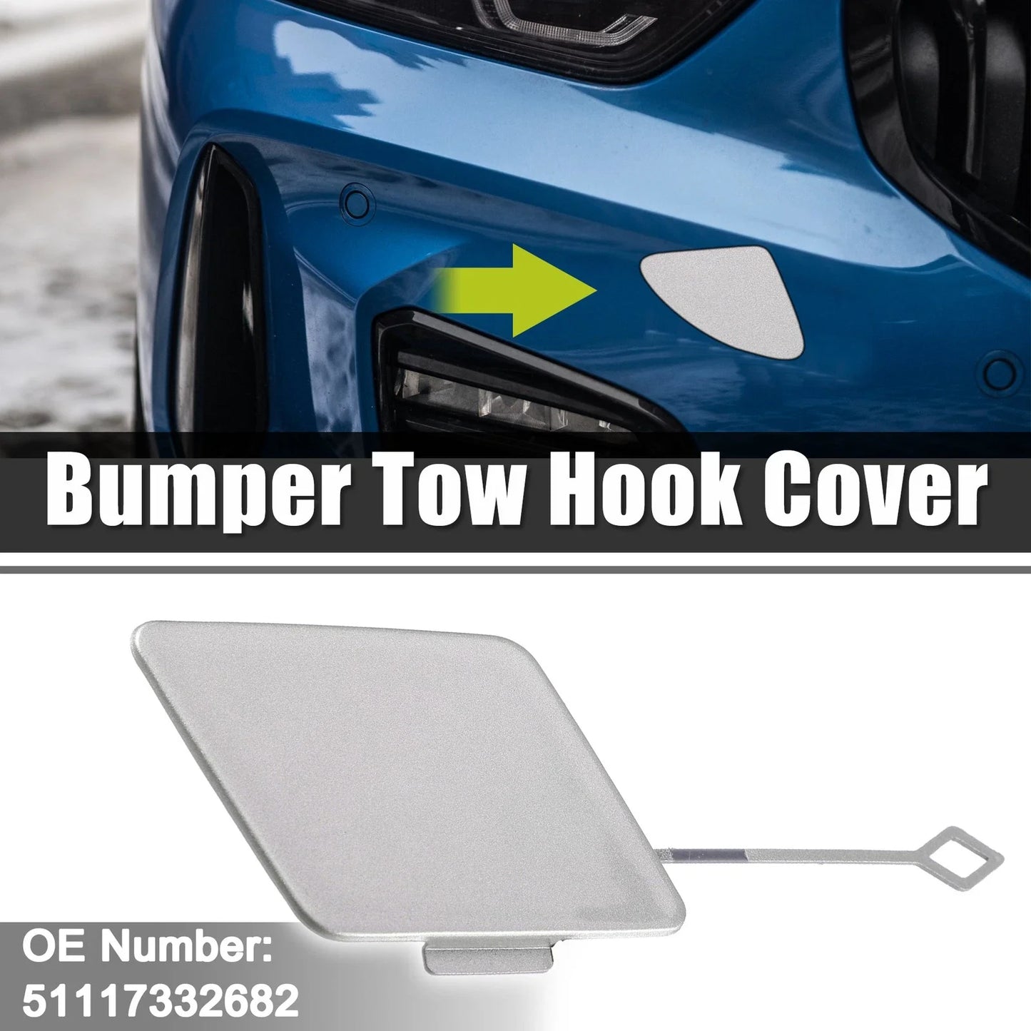 Tow Eye Hook Cover Cap Front Right Bumper for BMW 535i Gray (2015 - 2016)