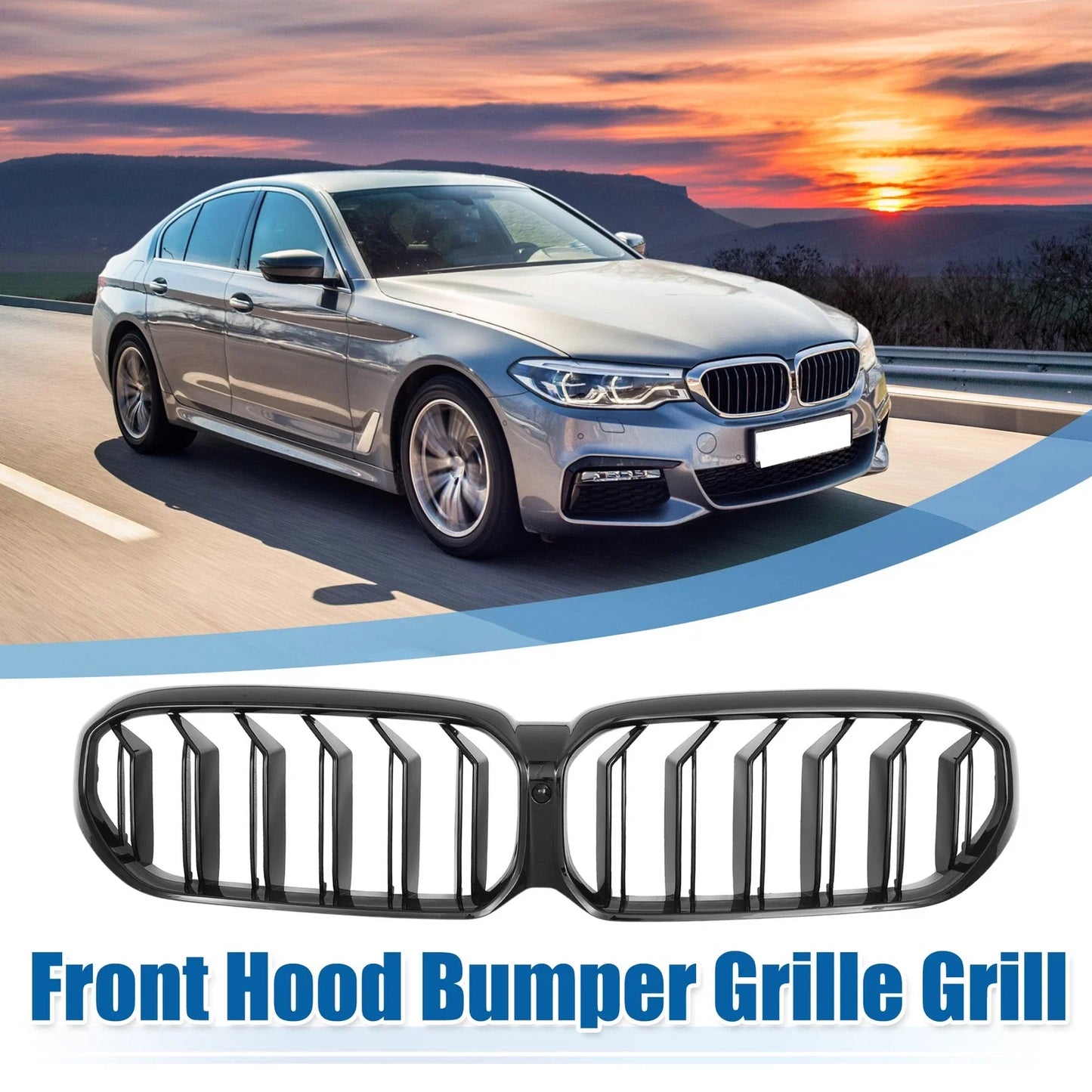 Front Hood Bumper Grille Double Slat for BMW 530i xDrive 540i M5 G30