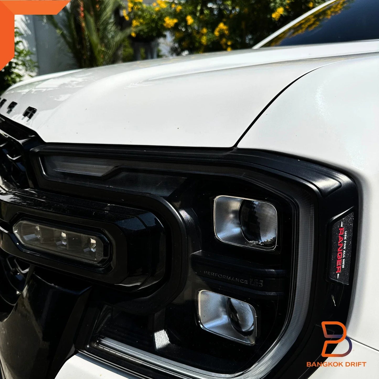 Black Red Headlight Tail Lamp Cover Trim for Ford Ranger Raptor (2022-2025)