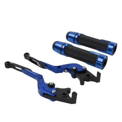 Blue Extendable Brake Clutch Levers & Handlebar Grips for Kawasaki ZX6R