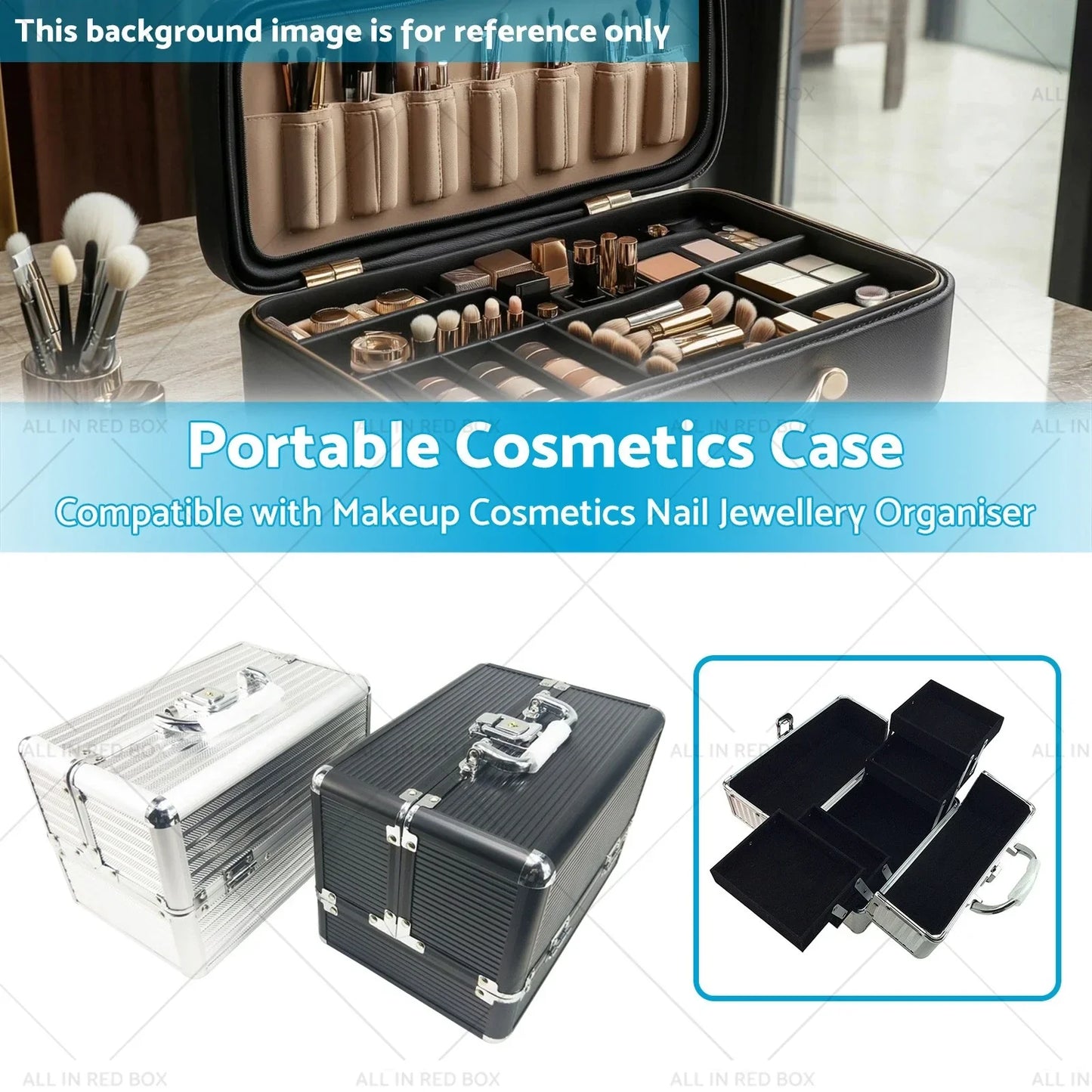 Portable Cosmetics Case for Makeup, Nail & Jewelry Storage