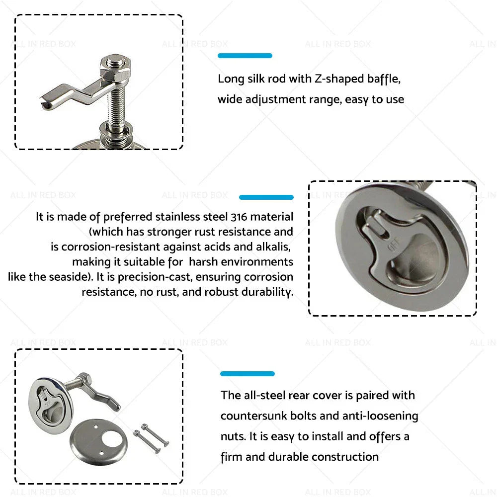 316 Stainless Steel Boat Cam Deck Door Latch Lock Hatch Pull Lift Ring