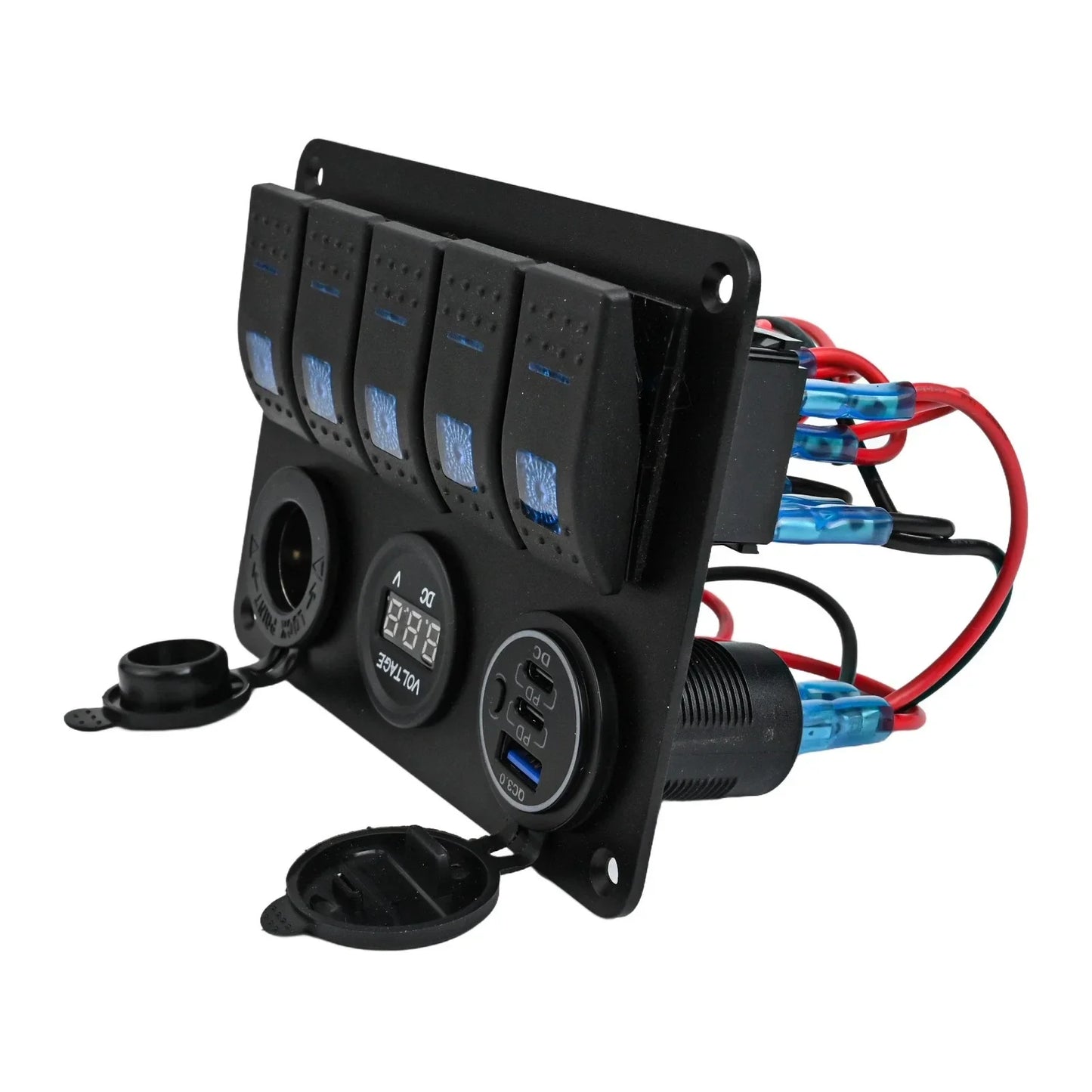 Switch Panel / Aluminium Waterproof / 12V–24V, 3-Port for Truck Caravan
