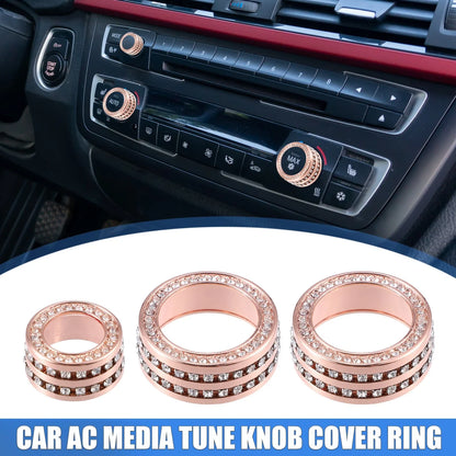 3 x Tune Knob Cover Ring for BMW 3 Series F30 Rose Gold Tone 3 Pcs