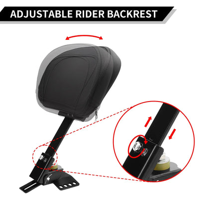 Black Plug-In Driver Backrest Pad for Harley Road Glide King (1997-2025)