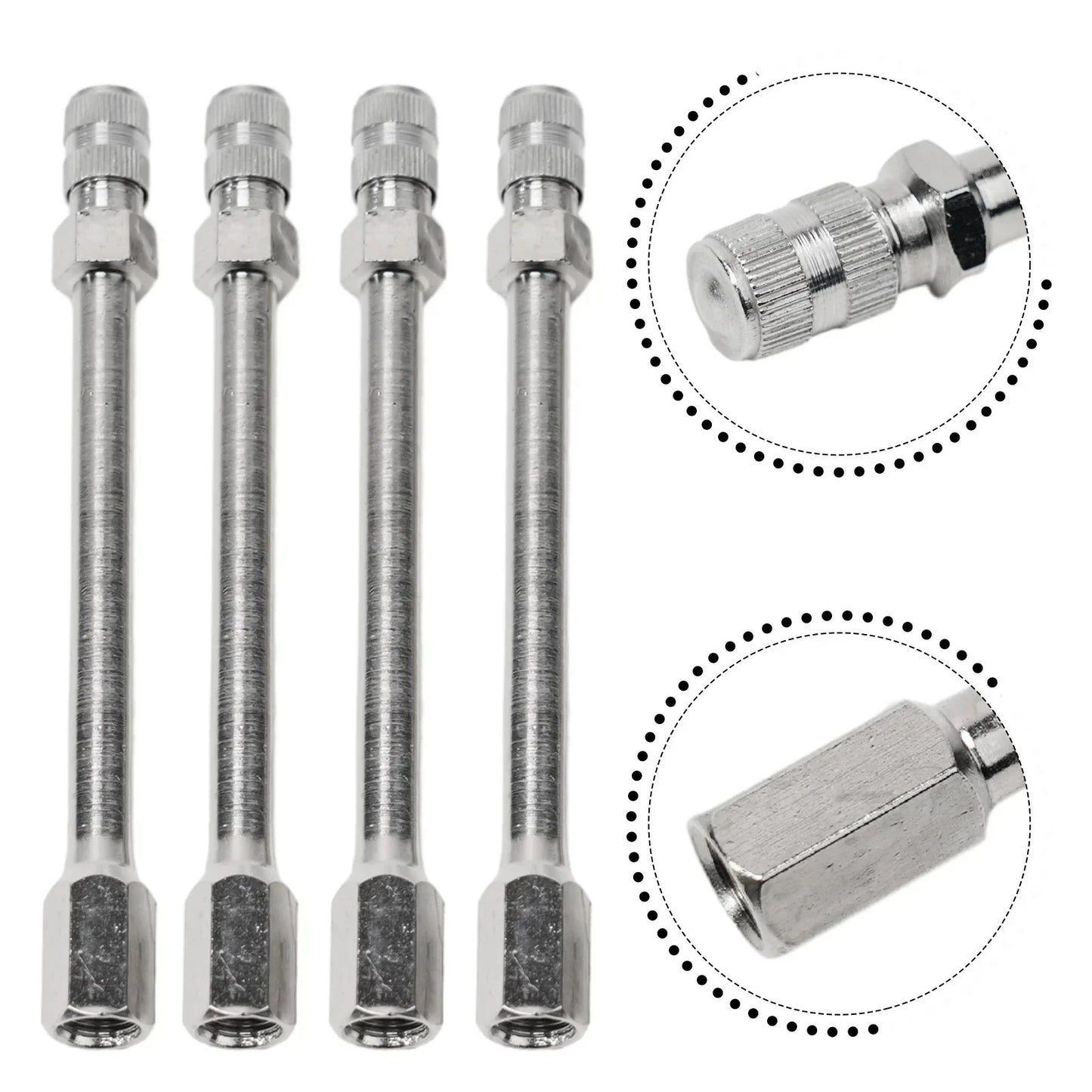 4pcs Tyre Wheel Valve Extension Extender Cap Metal Stem for Auto Car Truck