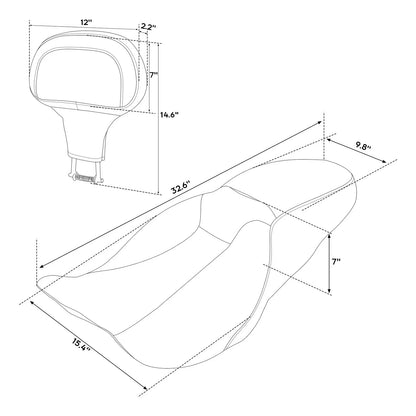 Driver Passenger Seat & Rider Backrest for Harley Electra Road Glide (09-23)