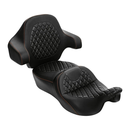 Black 2-Up Driver Passenger Seat Backrest for Harley Touring (2014-2023)