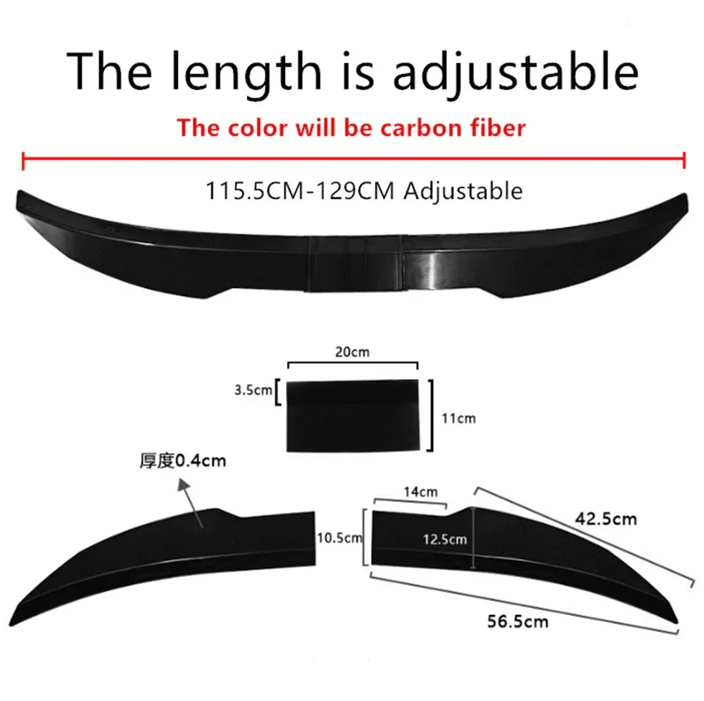 Adjustable Carbon Fiber Rear Trunk Spoiler Lip for Universal Fit (N/A)