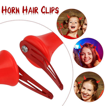 Red Devil Horns Hair Clips for Cosplay Halloween (Small)