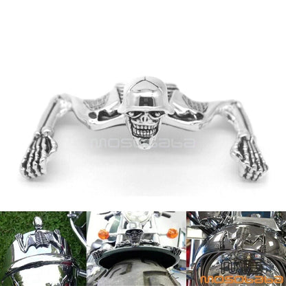 Skull Skeleton Headlight Visor Ornament for Harley Dyna Bobber