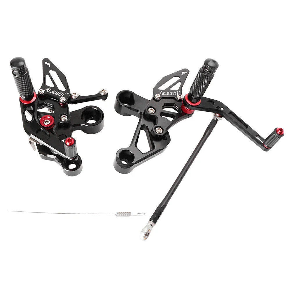 Black Adjustable Rearset Footpegs for Yamaha MT-09 FZ-09 (2014-2017)