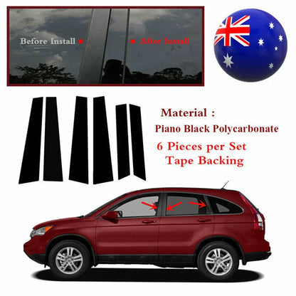 6 Pcs Black Window Pillar Trim Covers for Honda CR-V (2007-2011)