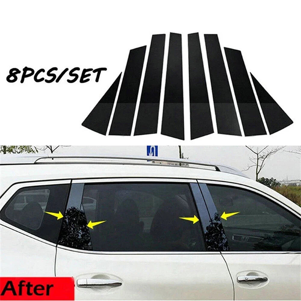 8pcs Glossy Black Window Pillar Post Trim for Nissan Rogue (2014-2020)