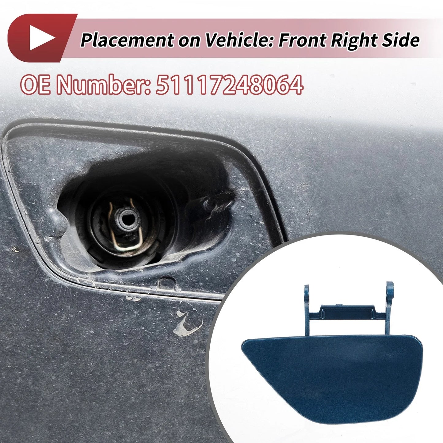 Front Right Washer Nozzle Cover Cap for BMW 535i GT (2010-2017) Blue
