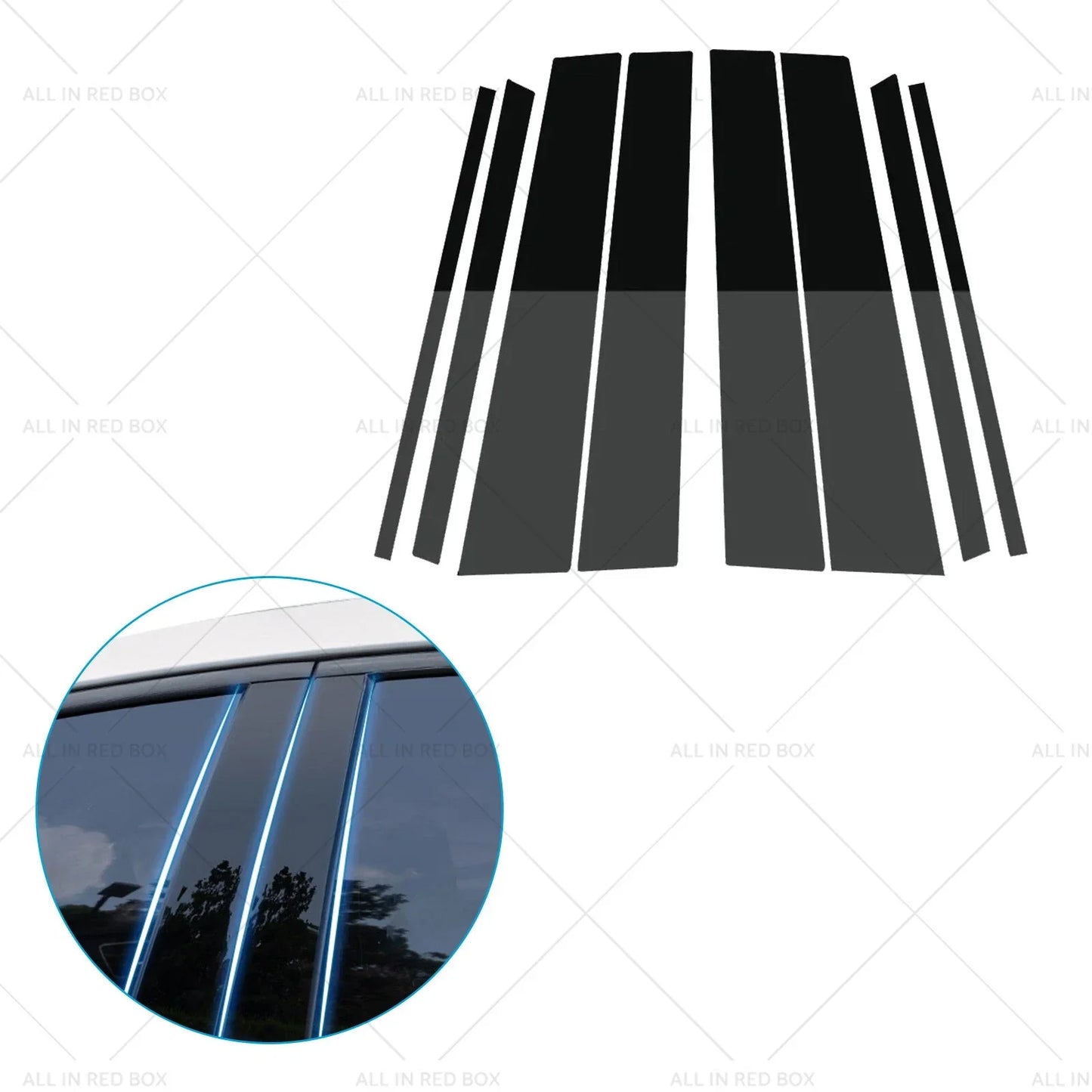 8x Black Pillar Post Covers for Honda Civic Sedan (2012-2015)