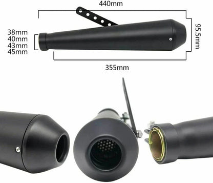 17.5" Short Exhaust Pipe Muffler Tail Pipe for Universal Motorcycle