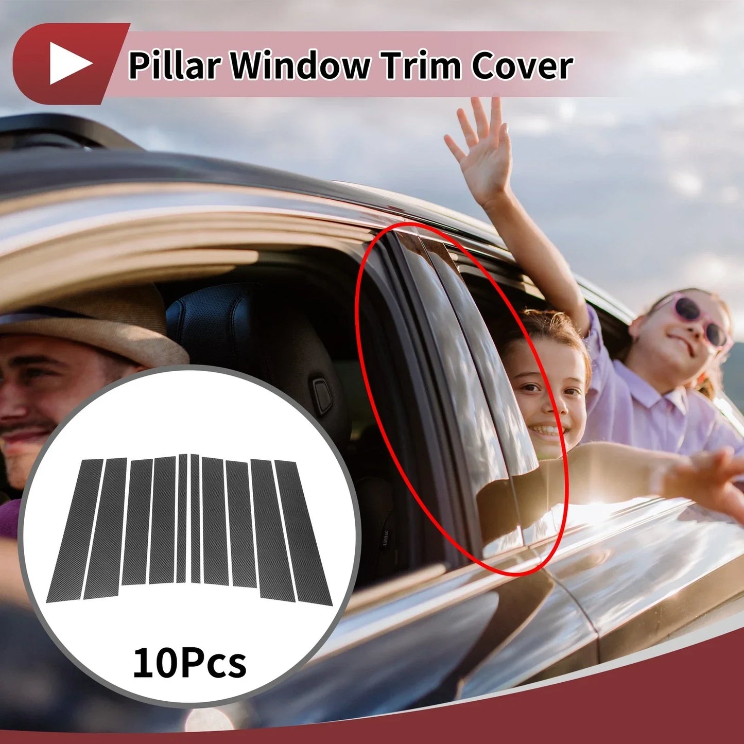 10 x Door Pillar Window Trim Covers for Mercedes-Benz GL-Class (2013-2019)