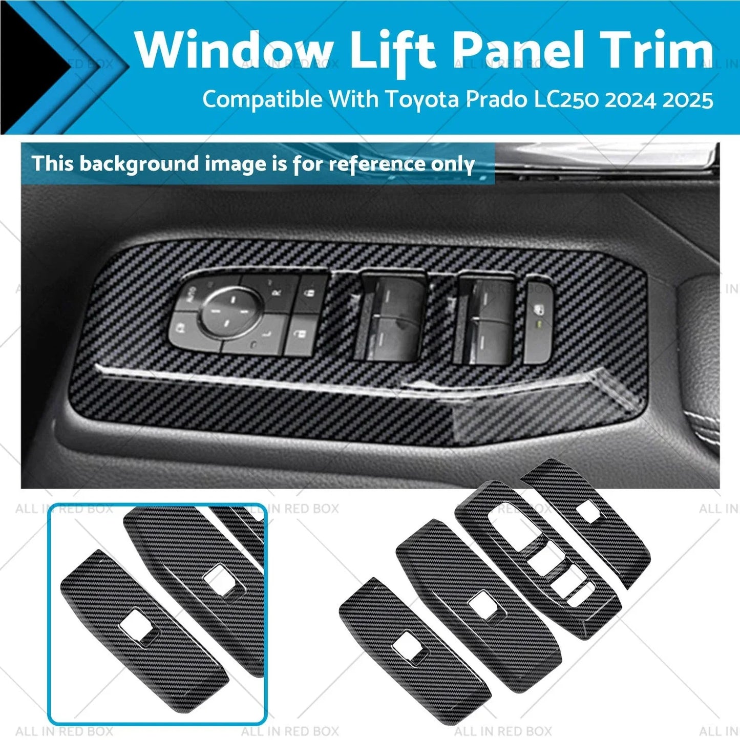 4Pcs Window Lift Panel Trim ABS Carbon Fiber for Toyota Prado LC250 (2024-2025)