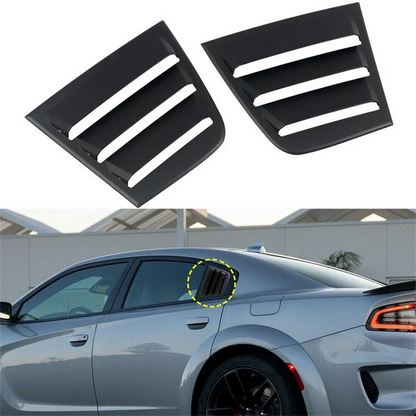 Rear Side Window Vent Louvers for Dodge Charger (2011-2021) Glossy Black