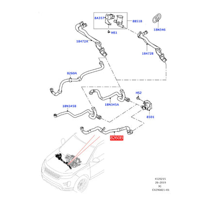 Water Pump Coolant Hose for Land Rover Range Rover Evoque (2019-2024)