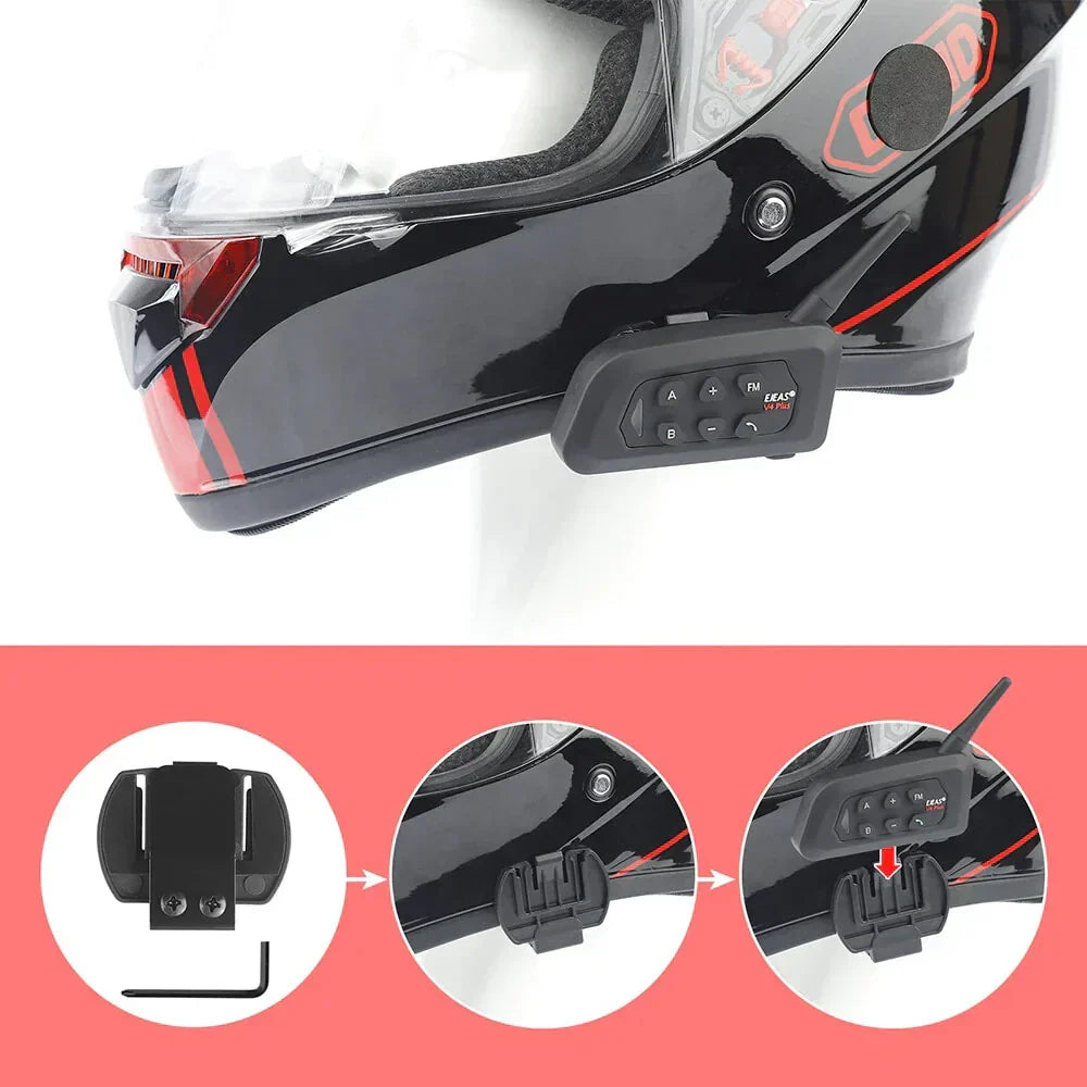 EJEAS V4 Plus Bluetooth Intercom Headset for Motorcycle - 1500M, 4 Riders