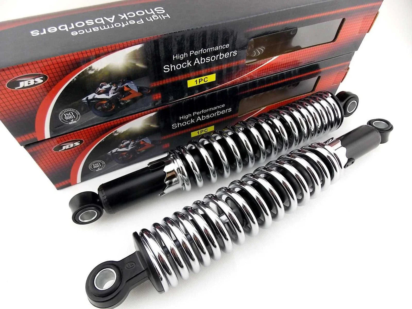 340mm JBS Black/Chrome Rear Shock Absorbers for BSA A65T Thunderbolt (64-70)