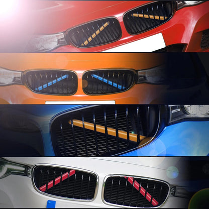 Pair ABS Front Grille Trim Strips Cover Decor Yellow for BMW 5 6 7 Series