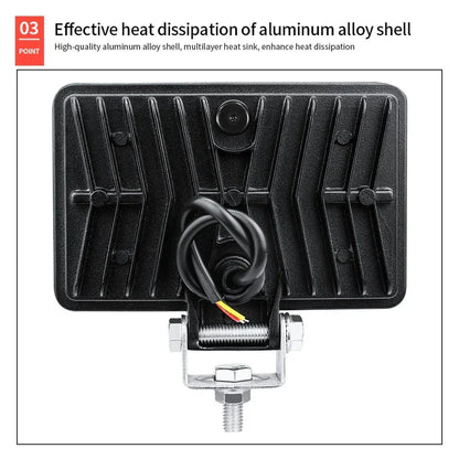 LED Headlights Rectangular 2 x 3x5 Inch 60W for Car