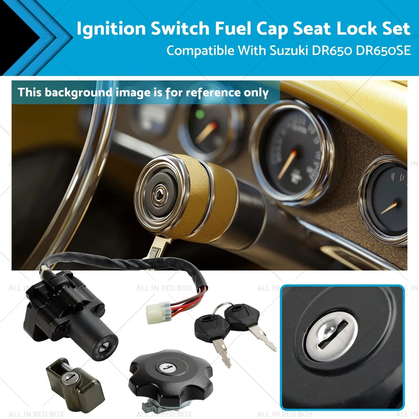 Ignition Switch Fuel Cap Seat Lock Set for Suzuki DR650 DR650SE (1996-2022)