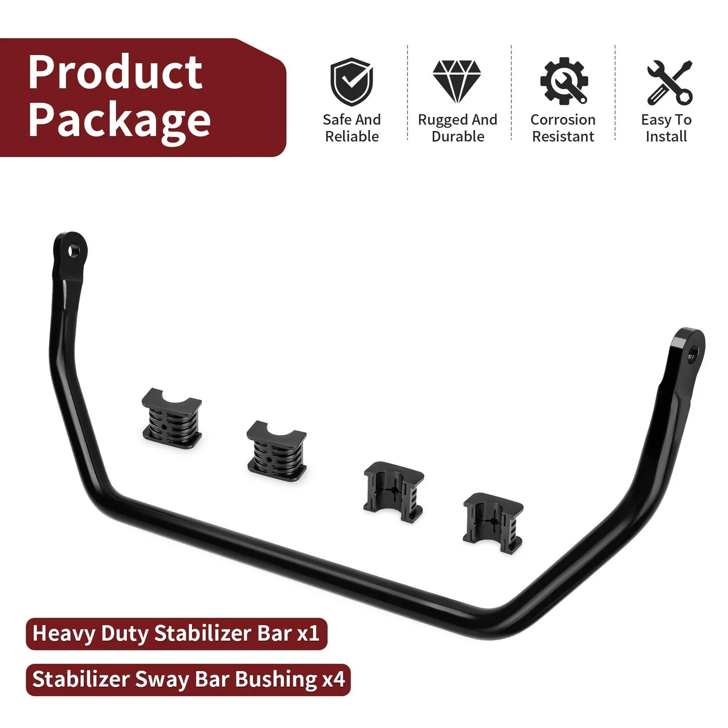 Heavy Duty Stabilizer Bar + Bushing for Polaris General RZR Turbo XP900/1000 (2016–2023)