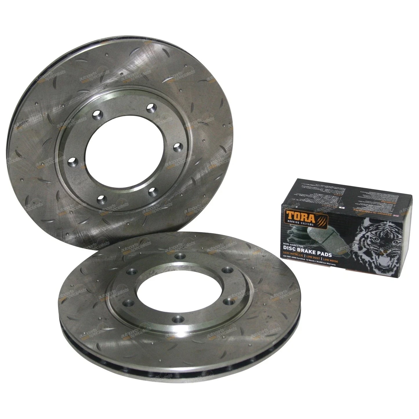 Slotted Drilled Front Disc Rotors + Brake Pads for Patrol MQ MK 160 GQ Y60